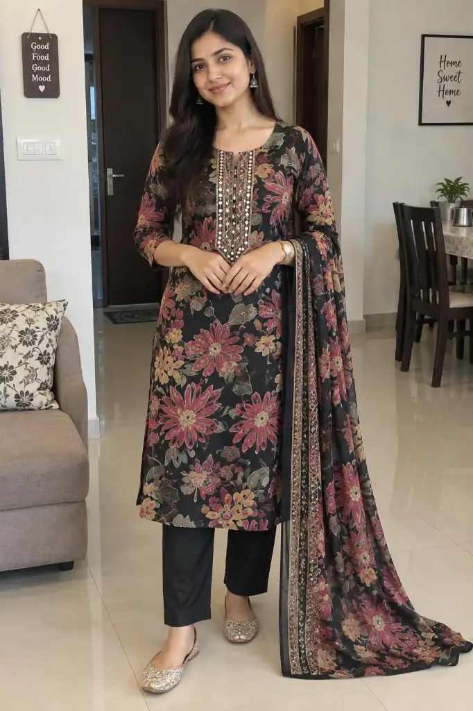 VK Kurtis Women's Kurta Set with Palazzo Pants with Dupatta Set | Printed Ethnic Wear Anarkali Salwar Suit Set
